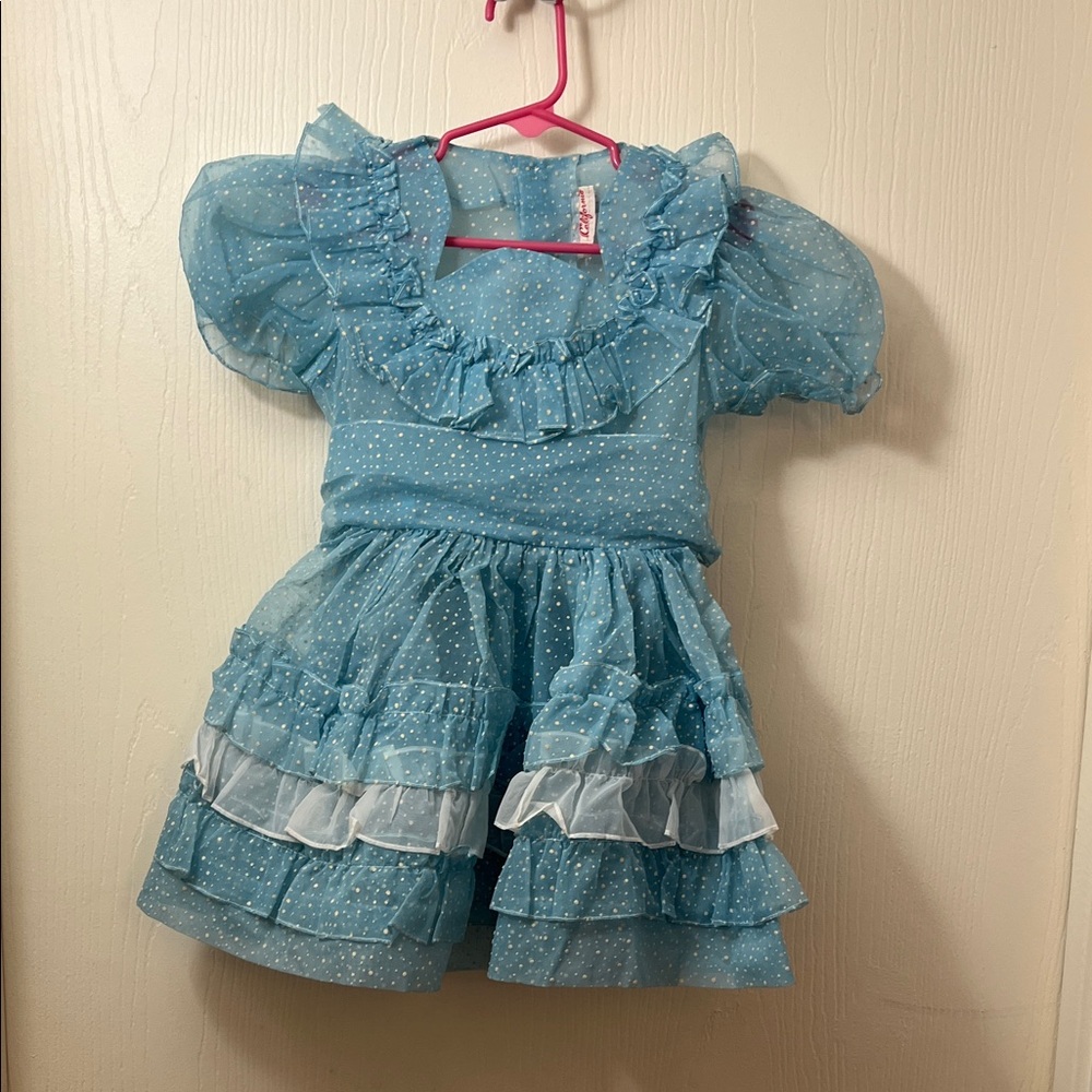 Vintage California Blue Ruffled Kids Dress